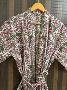 Bata Kimono Floral de Algodón para Mujer, Hecha a Mano con Estampado Digital, Cuello en V, Cierre con Cordón, para Spa, Dama de Honor, Vestido de Verano - Product Image 2