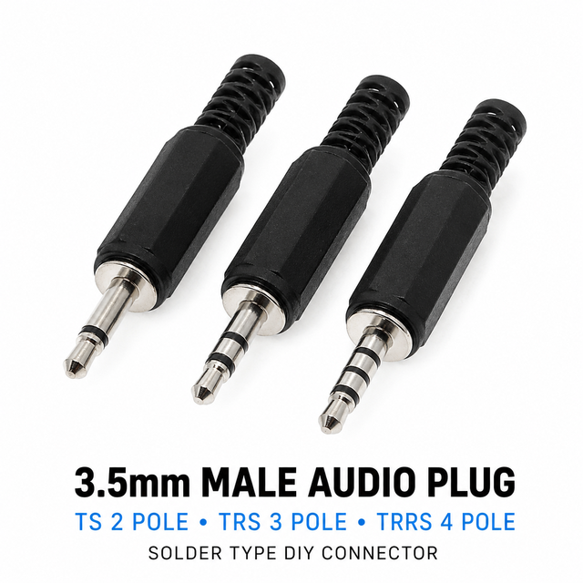 Stock 3.5mm Male Audio Plug TS TRS TRRS 2 3 4 Pole Solder Type DIY Headphone Speaker Cable Repair Stereo Mono Jack Connector