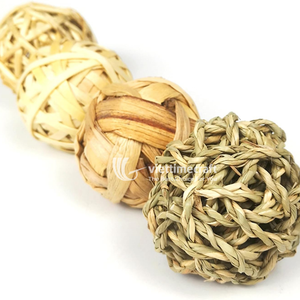 Boule d'ornement de Noël, ensemble de décorations d'arbre en paille tressée faites à la main, ornement suspendu écologique pour la décoration des fêtes - Product Image 3