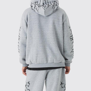 Custom Logo Printing Winter Men Hooded Zipper <b>Tracksuit</b> Regular Fit Breathable Casual Streetwear Cotton Wholesale Two Piece Set - Product Image 3