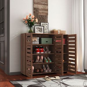 Scarpiera in Legno a 5 Ripiani con Ripiani Regolabili, Organizer per Ingresso con Ante a Persiana per la Conservazione delle Scarpe - Product Image 2