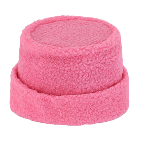 AKA Pink Sherpa Beanie Hat Pink Fleece <b>Winter</b> <b>Cap</b> with Green Embroidered Letters Soft Warm Roll Cuff Beanie for Women Men - Product Image 4