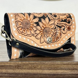 Sac à main en cuir véritable pour femme, fait à la main, grande capacité, pochette pour téléphone portable, bracelet, design de luxe personnalisé, portefeuille long en cuir de vache - Product Image 4