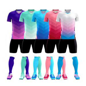 Wholesale Price Men Soccer Jersey Set <b>Short</b> Sleeve Crew Neck Moisture Wicking Polyester Color Blocked Team Wear with OEM Service - Product Image 5