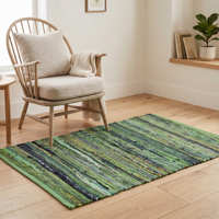 Tapis d'intérieur 8' x 10' en coton recyclé tissé plat style sud-ouest, écologique, pour salon, intérieurs bohèmes, rustiques et de style global