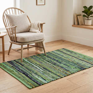 2.5' x 10' Colorful Recycled Cotton <b>Floor</b> <b>Runner</b> for Hallway Entryway Cottage Bohemian & Farmhouse Interiors - Product Image 4