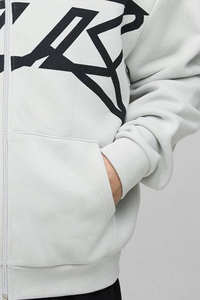 Sweat à capuche zippé gris clair surdimensionné et ample, imprimé étoiles, en coton mélangé respirant pour hommes – Vente en gros, fournisseur personnalisé - Product Image 6