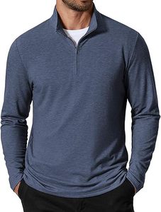 Sweat-shirt de sport élégant pour homme à col zippé, en molleton de coton écologique, coupe ajustée, col roulé, décontracté pour l'hiver - Product Image 2