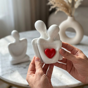 AG Elements Couple en céramique pour ensemble de figurines, sculpture abstraite décorative moderne, romantique, Saint-Valentin, artisanale, pour la maison - Product Image 3