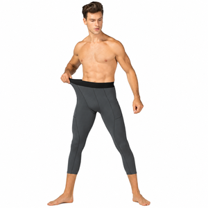 Leggings de compression personnalisés pour hommes, longueur intégrale, pour entraînement sportif, avec poche, couche de base - Product Image 1