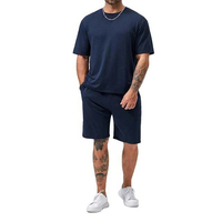 Conjunto de Camiseta y Pantalones Cortos de Verano para Hombre, Venta Caliente, Alta Calidad, 100% Algodón, Transpirable, Corte Regular, OEM