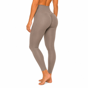 Leggings taille haute couleur unie, longueur intégrale, extensibles, respirants, effet ventre plat, rehaussement des fesses, style sportif, tricotés sans couture - Product Image 1