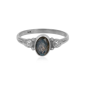 Bague en argent sterling 925 avec pierre précieuse labradorite naturelle chatoyante, style bohème floral, faite à la main, pour femme, vente en gros - Product Image 2