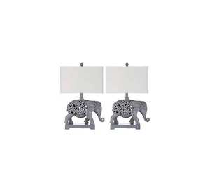 Beautiful elephant style Square LED Table <b>Lamp</b> Plastic Base Linen <b>Shade</b> Simple Flexible Remote Control bright light decor use - Product Image 1