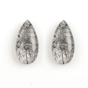 Perles de quartz rutilé noir naturel de qualité supérieure, forme poire 8x16mm, briolette, hautement polies, pierres précieuses en vrac pour la fabrication de boucles d'oreilles - Product Image 1