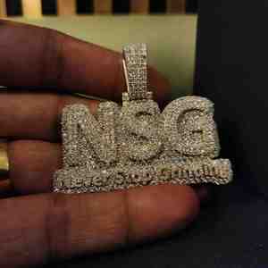 จี้เพชรฮิปฮอปเลี้ยงในห้องแล็บ 3.5 กะรัต ทองเหลือง NSG (Never Stop Grinding) เงินแท้ 925 สำหรับทุกโอกาส - Product Image 5