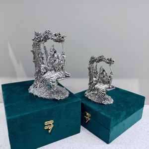Fine Radha Krishna Jhoola Brass New Arrival Handicraft Brass Silver Plated Radha Krishan Branch Jhoola Home <b>Decoration</b> Gift - Product Image 2