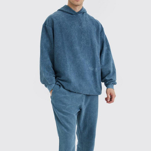Survêtement Homme Personnalisé avec Logo OEM, Coupe Droite Oversize, Tendance Streetwear, Tenue de Sport, Effet Délavé à l'Acide - Product Image 4