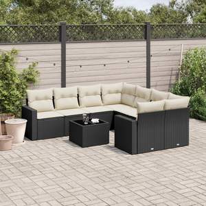 Conjunto de Sofás Modulares Grandes de Ratán PE Negro para Jardín, Muebles de Patio con Elegante Modularidad - Product Image 1