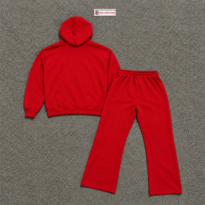 Conjunto Deportivo Personalizado de Forro Polar Rojo para Hombre, Sudadera con Cremallera Completa y Pantalones Jogger, Ropa Deportiva Informal de Invierno, Venta al Por Mayor, Fabricante OEM - Product Image 6