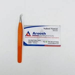 แหนบจับเพชรเคลือบผงสีส้ม45องศาทำจากสเตนเลสสตีลแข็งปลายแหลมสำหรับการต่อขนตา - Product Image 2