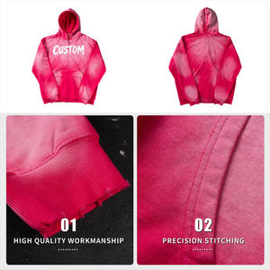 Sudadera con capucha y cremallera para hombre, oversize, tie-dye, con estampado personalizado, de felpa francesa, estilo streetwear, con logo frontal, rosa - Product Image 6