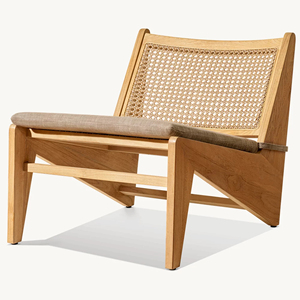 Minimalist One Seat Garden <b>Sofa</b> With <b>Wooden</b> Frame With Rattan And Gray Cushions Outdoor Furniture - Harper - Product Image 6