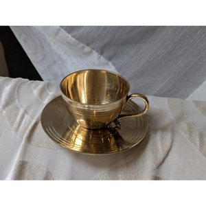 Tasse à thé en laiton plaqué or de haute qualité, design unique et élégant, avec poignée et soucoupe d'inspiration antique, à prix compétitifs - Product Image 5