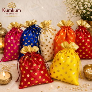 Sacs Potli en velours pour cadeaux de mariage, pochettes à cordon pour bijoux, sacs cadeaux de remerciement, sacs à main pour fêtes, pochettes pour cadeaux de mariage - Product Image 2