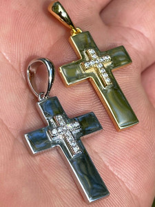 Solid 18K <b>Real</b> Gold Cross Pendant Charm With <b>Crystal</b> Inlay Gold Plated Religious Jewelry For Unisex Gift - Product Image 4