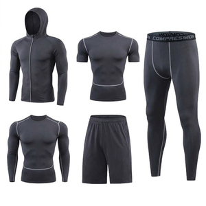 Conjunto de Compresión de 5 Piezas para Hombre, Chaqueta con Capucha, Camiseta de Manga Corta, Leggings, Pantalones Cortos - Product Image 3