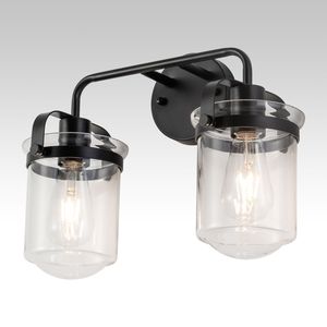 Lámpara de Interior Industrial Moderna, Juego de 2 Piezas, Portalámparas E26, Aplique de Pared con Pantalla de Vidrio Transparente, Latón, LED, Bombilla No Incluida, No se Puede Enviar - Product Image 2