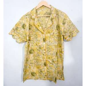 Ensemble de pyjama pour femmes, imprimé floral de luxe, 100% coton, manches courtes, longueur intégrale, taille haute, fermeture à boutons, doux et respirant, pour toutes les saisons - Product Image 4