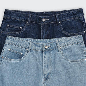 Pantalon en jean ample 100 % coton épais pour homme, avec fermeture éclair, style baggy, short de skate, fabriqué sur mesure - Product Image 4