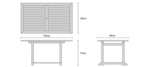 Ensemble de salle à manger pliable moderne en teck pour terrasse et parc en plein air - Product Image 5