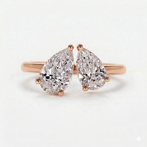 แหวนหมั้น Toi et Moi ทองคำแท้ 14K ประดับเพชรทรงลูกแพร์สองเม็ด น้ำหนัก 1.75 กะรัต สี E ระดับ VS ได้รับการรับรองจาก IGI ดีไซน์หรูหรา - Product Image 2