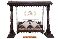 Balançoire en bois de teck indien pour la maison, marron, finition brillante, avec toit, balançoire traditionnelle en bois faite à la main / fabricants de Jhula