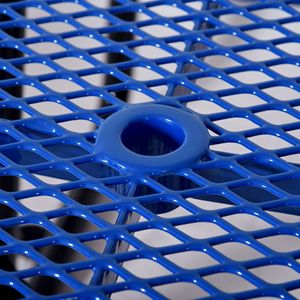 Tavolo da Picnic Quadrato in Acciaio Blu da 46 Pollici per Esterni con Supporto per Ombrellone - Product Image 2