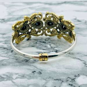 Black Onyx Ottoman Cuff <b>Bracelet</b> Adjustable Vintage Style Cuff <b>Bracelet</b> Bangle Ethnic Wedding Jewelry Antique Gold Color - Product Image 6