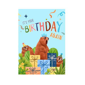 การ์ดป๊อปอัพ 3 มิติ ลายงานเลี้ยงวันเกิดสัตว์ พร้อมซองจดหมาย สำหรับงานวันเกิด ลายหมีสีน้ำตาลและสัตว์อื่นๆ ในธรรมชาติ การ์ดทำมือ - Product Image 5