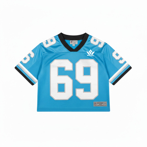 Maillot de football américain à col en V, manches courtes, maille respirante, 100% polyester, unisexe adulte, impression des numéros d'équipe - Product Image 3