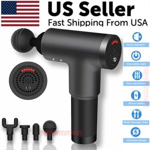 Pistolet de massage relaxant musculaire des tissus profonds avec masseur vibrant à percussion à 4 têtes - Product Image 1