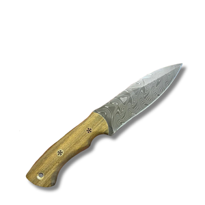 Cuchillo de Caza de Acero de Damasco Hecho a Mano por A&M Enterprises, Mango de Madera Ligera para Camping, Cuchillo de Supervivencia y Utilidad ODM - Product Image 1