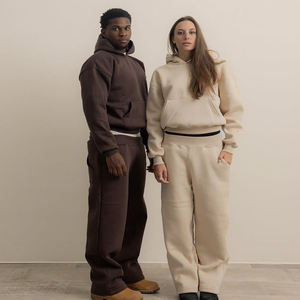 Survêtement unisexe en polaire à motif uni, sweat-shirt et pantalon de survêtement, polyester/coton, logo personnalisé, respirant, respectueux de l'environnement - Product Image 1