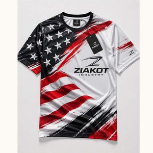 T-shirt de performance patriotique 3D drapeau américain blanc-rouge-noir personnalisé pour l'industrie Ziakot (vente en gros) - Product Image 1