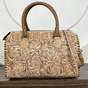Bolso Grande de Cuero Genuino Estilo Western, Hecho a Mano con Diseño Floral, Bolso de Lujo para Mujer - Product Image 5