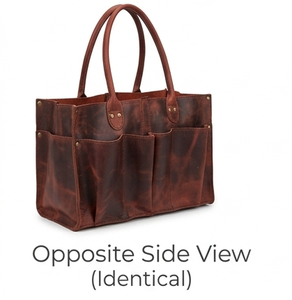 Brown Leather Tool Bag and baby organizer with adjustable Velcro - Product Image 1