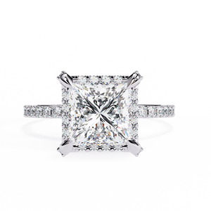 Anillo de Compromiso de Oro Amarillo de 14K con Diamante Cultivado en Laboratorio Certificado por IGI de 2 CT, Corte Princesa, Engaste Pavé, para Aniversario o Boda - Product Image 3