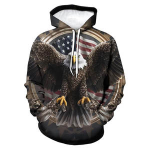 Sudaderas con capucha con bandera americana, sudaderas con capucha con estampado de animales y montañas, estampado patriótico de EE. UU., sudaderas informales para hombre, jersey informal de manga larga - Product Image 1