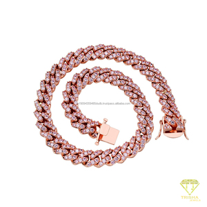 Chaîne cubaine plaquée or de luxe avec diamants Moissanite, collier Hip Hop pour hommes et femmes, vente en gros - Product Image 4